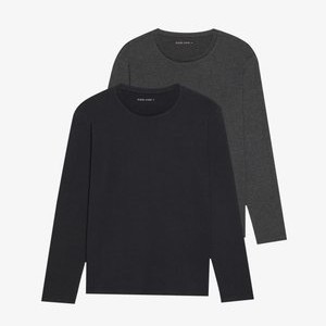 2 PACK - Long sleeved top - dark grey/black 2 PACK - Long sleeved top - dark grey/black