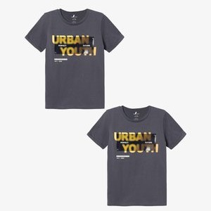 2ER-SET DESIGN LOCKERES RUNDHALS  - Print T-shirt - blau