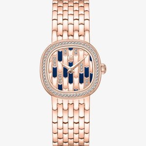 Watch - blue rose gold coloured