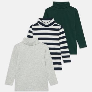 3 PACK UNISEX LONG SLEEVE TURTLE NECK TOP - Long sleeved top - black/grey/white