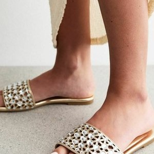 WIDE FIT DIAMANTE EMBELLISHED - Sandals - gold WIDE FIT DIAMANTE EMBELLISHED - Sandals - gold