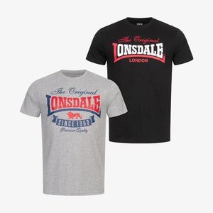 DOPPELPACK GEARACH - Print T-shirt - marl grey black DOPPELPACK GEARACH - Print T-shirt - marl grey black
