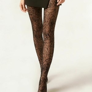 FLOCKED ROSES - Tights - black FLOCKED ROSES - Tights - black