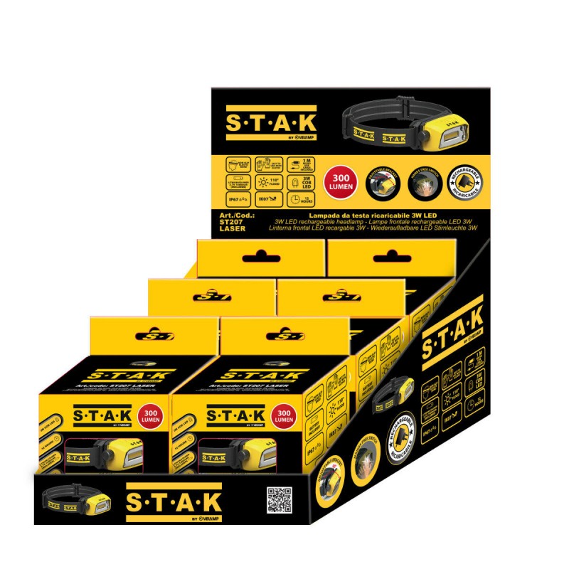 Перезаряжаемый и регулируемый светодиодный налобный фонарь Stak 3 W 300 Lm