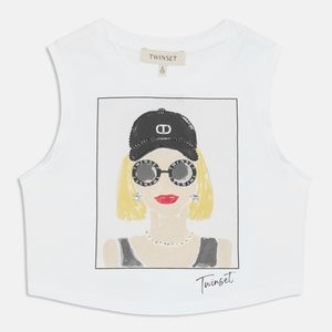 CANOTTA CON STAMPA E APPLICAZIONI - Top - white