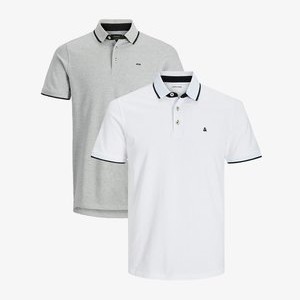 2ER PACK PAULOS SLIM FIT - Polo shirt - grau weiß 2ER PACK PAULOS SLIM FIT - Polo shirt - grau weiß