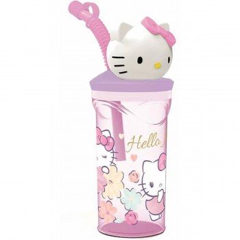 Стакан с Соломинкой Hello Kitty 360 ml 3D