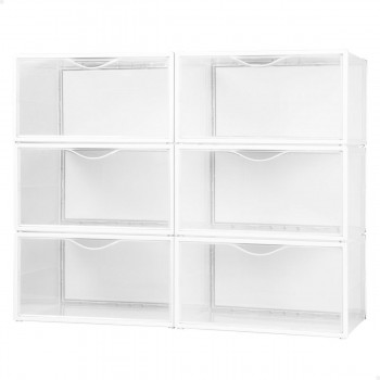 Stackable shoe box Max Home Белый 6 штук полипропилен ABS 35 x 18,5 x 27 cm