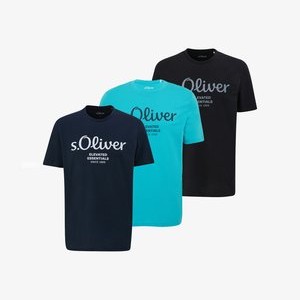 3ER PACK LOGOS - Print T-shirt - blau/schwarz/blutürkis 3ER PACK LOGOS - Print T-shirt - blau/schwarz/blutürkis