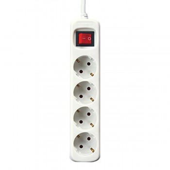 Блок электрических розеток, 4 позиций, с выключателем Silver Electronics Белый