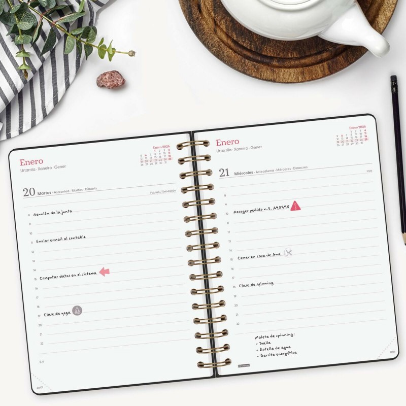 Расписание Finocam Alma Чёрный A5 15,5 x 21,2 cm 2026