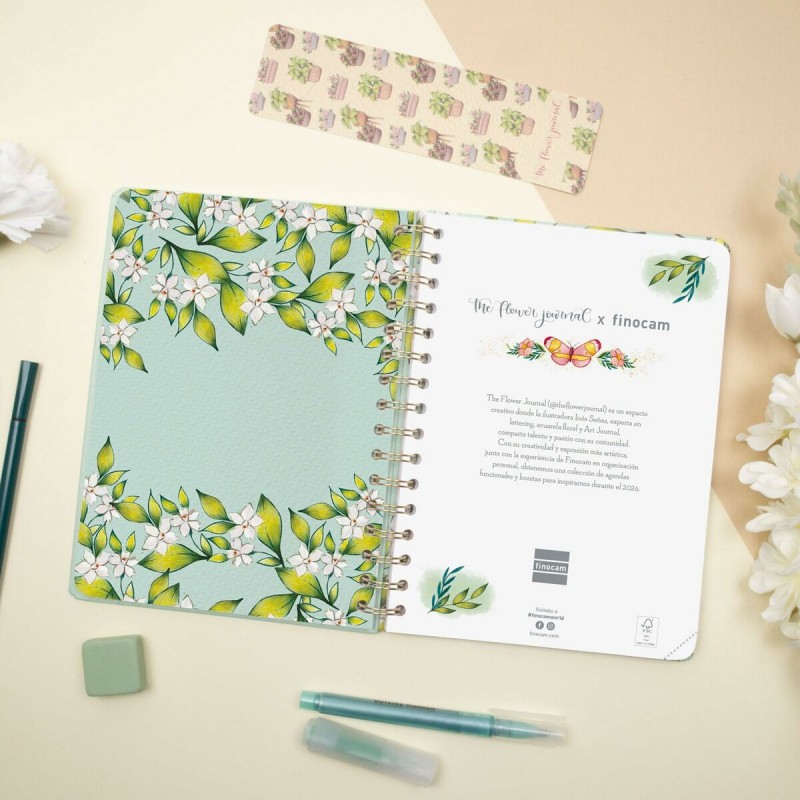 Расписание Finocam THE FLOWER JOURNAL A5 15,5 x 21,2 cm Зеленый 2026