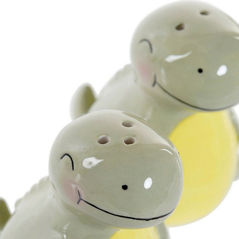 Солонка с крышкой DKD Home Decor LC-173478 Динозавр Белый Зеленый Dolomite 6,6 x 7 x 7,7 cm (2 pcs)