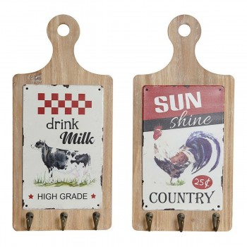 Вешалка на ножке DKD Home Decor Красный Деревянный Металл (2 pcs) (21 x 5 x 45 cm)