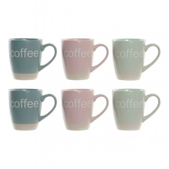 Кружка Mug DKD Home Decor Разноцветный Синий Розовый древесина каучукового дерева Зеленый Керамика 160 ml (3 штук) (7 pcs)