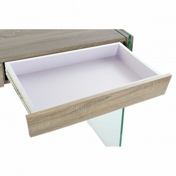 Вспомогательный стол DKD Home Decor Прозрачный Натуральный Деревянный Стеклянный Деревянный MDF 120 x 40 x 76 cm