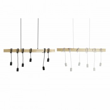 Потолочный светильник DKD Home Decor Чёрный Металл Деревянный Белый 220 V 50 W (100 x 7 x 160 cm) (2 pcs)