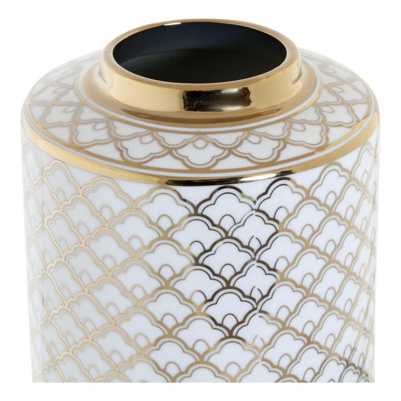 Кувшин DKD Home Decor 18 x 18 x 30,5 cm Фарфор Позолоченный Белый