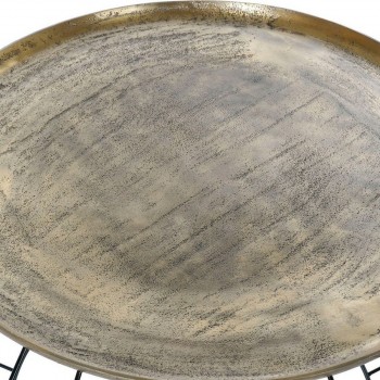 Вспомогательный стол DKD Home Decor 80 x 80 x 44 cm Чёрный Позолоченный Алюминий Пластик