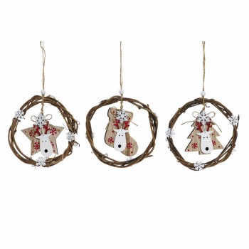 Новогоднее украшение DKD Home Decor Деревянный (3 pcs) (14 x 1 x 18 cm)