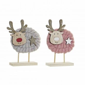 Новогоднее украшение DKD Home Decor полиэстер Деревянный (2 pcs) (10 x 4 x 16 cm)