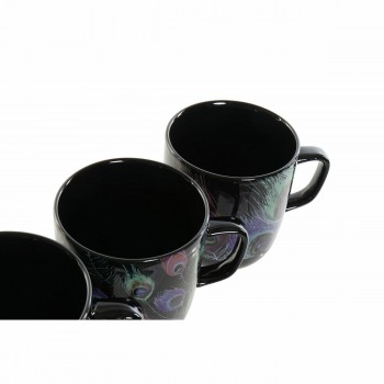 Кружка Mug DKD Home Decor Фарфор Чёрный Розовый (11.5 x 8.5 x 10 cm) (3 pcs) (380 ml)