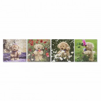 Картина DKD Home Decor S3018130 Медведь Детский (28 x 1,5 x 28 cm) (4 штук)
