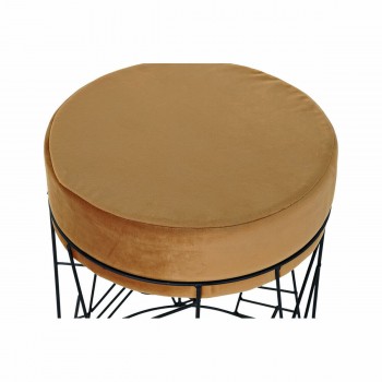 подставка для ног DKD Home Decor Чёрный Металл полиэстер терракот (33 x 33 x 42 cm)