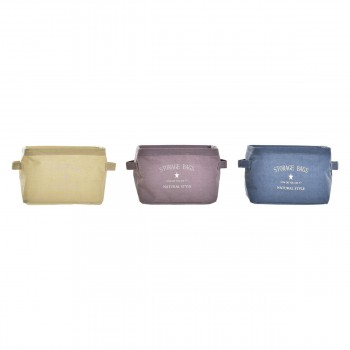 корзина DKD Home Decor Жёлтый Синий Тёмно Бордовый Полотно современный 20 x 16 x 15 cm (3 штук)