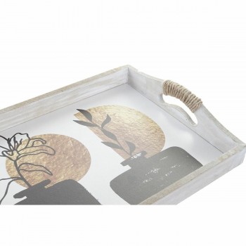 Набор подносов DKD Home Decor Белый Чёрный Позолоченный Деревянный MDF 40 x 30 x 6 cm (2 штук)
