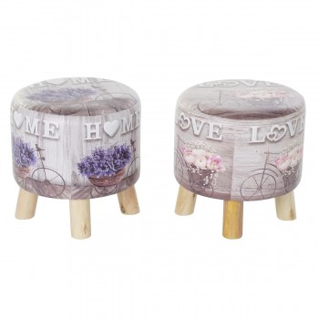 подставка для ног DKD Home Decor Серый Велосипед Розовый Лиловый PU Сосна (30 x 30 x 30 cm) (2 штук) (30 x 30 x 32 cm)