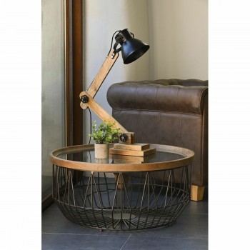 Настольная лампа DKD Home Decor Металл Древесина манго 50 W 220 V 50 x 15 x 65 cm