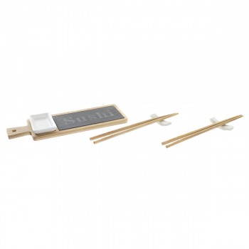 Набор для суши DKD Home Decor Бамбук Доска Натуральный Восточный 28 x 9 x 2 cm (3 Предметы) (6 Предметы)