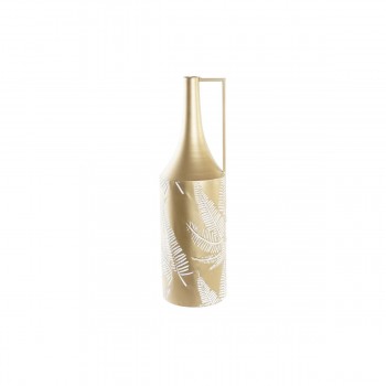 Кувшин DKD Home Decor Позолоченный Металл Кремовый Тропический Лист растения (21 x 21 x 71 cm)