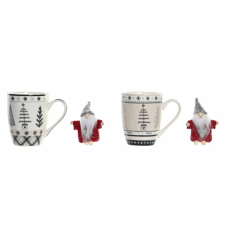 Кружка Mug DKD Home Decor Розовый Чёрный Фарфор Bone China (360 ml) (2 штук)