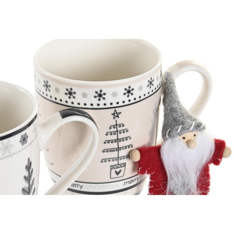 Кружка Mug DKD Home Decor Розовый Чёрный Фарфор Bone China (360 ml) (2 штук)