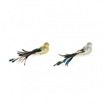 Новогоднее украшение DKD Home Decor полиэстер Птица пайетки (26 x 5 x 7 cm) (2 штук)