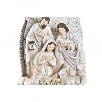 Рождественский вертеп DKD Home Decor Позолоченный Кремовый Смола Разноцветный (18 x 9 x 25,5 cm) (2 штук)