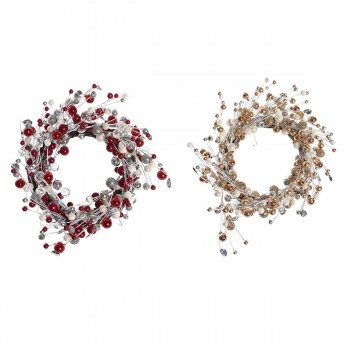 Рождественский венок DKD Home Decor Металл полиэстер (40 x 10 x 40 cm) (2 штук)