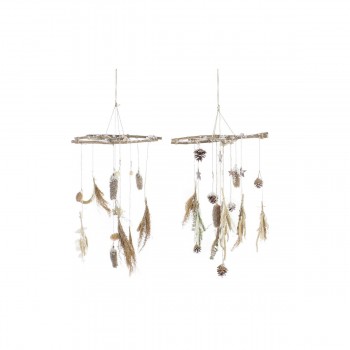 Новогоднее украшение DKD Home Decor Деревянный (2 штук) (41 x 41 x 40 cm)