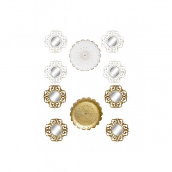 Набор зеркал DKD Home Decor Стеклянный Позолоченный Белый PP 2 штук современный Маринованный (35 x 2 x 35 cm)