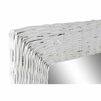 Настенное зеркало DKD Home Decor Белый Cottage плетеный 87 x 4 x 147 cm