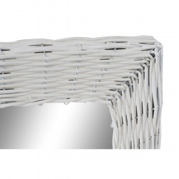 Настенное зеркало DKD Home Decor Белый Cottage плетеный 53,5 x 4 x 62,5 cm