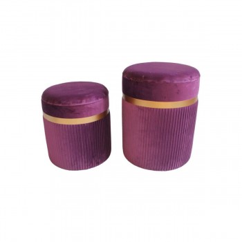 подставка для ног DKD Home Decor полиэстер MDF Бордовый (39 x 39 x 49 cm)