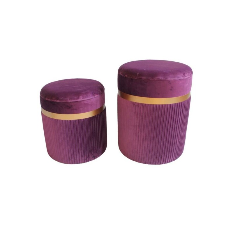 подставка для ног DKD Home Decor полиэстер MDF Бордовый (39 x 39 x 49 cm)