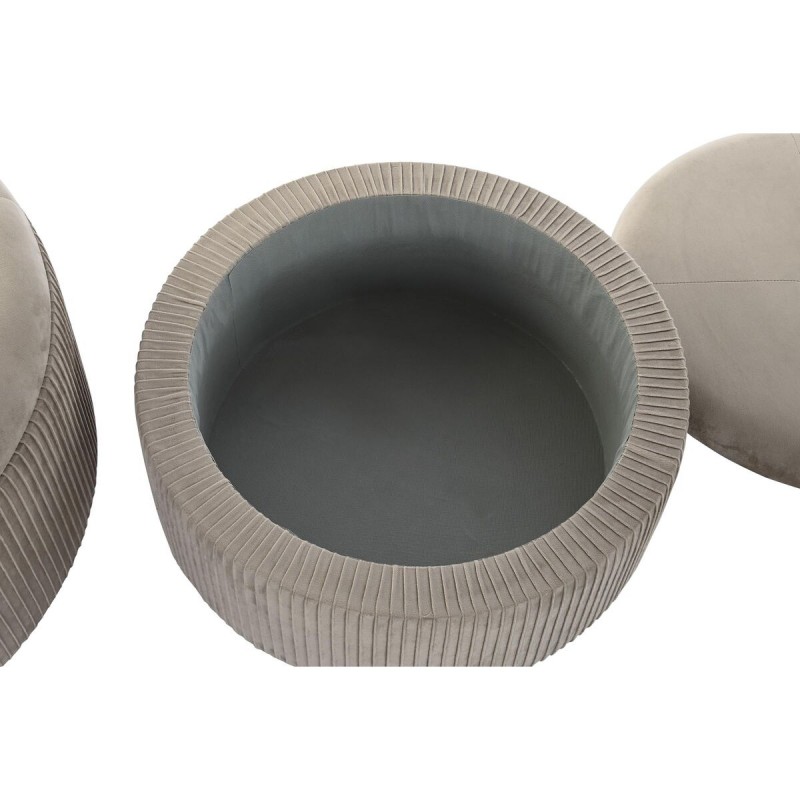 подставка для ног DKD Home Decor 70 x 70 x 32 cm 70 x 70 x 28 cm Велюр Светло-серый Деревянный MDF