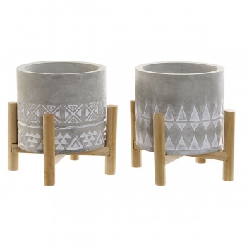 Вуаль DKD Home Decor Серый Деревянный Коричневый Цемент Алюминий воск (10 x 10 x 12 cm) (2 штук)