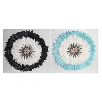 Настенный декор DKD Home Decor Белый Чёрный 60 x 6 x 60 cm (2 штук)