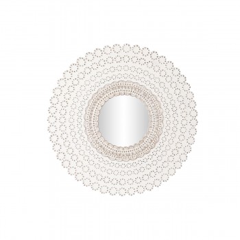 Настенное зеркало DKD Home Decor Белый Натуральный Индиец Маринованный 120 x 2,5 x 120 cm