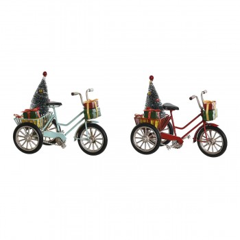 Новогоднее украшение DKD Home Decor Красный Небесный синий 16 x 8 x 12,5 cm (2 штук)